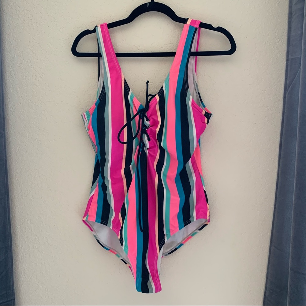 Striped One Piece Swim